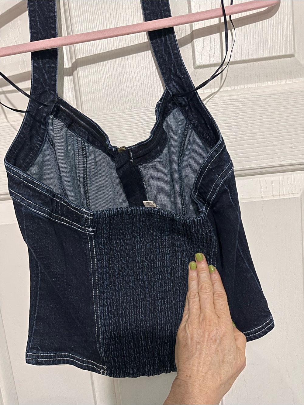 NWT Pilcro Anthropologie Dark Blue Denim Zip Front Halter Tank - Picture 3 of 11